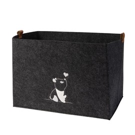 luxdag Felt Storage Basket (Choice of Sizes and Motif) – Storage Box for Toys – Children's Room Play Box Foldable – Basket with PU Leather Handles
