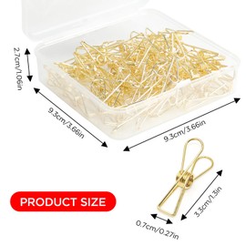 50PCS Small Gold Paper Clips, Multi-Purpose Metal Wire Hollow Invoice Paper Clip, Binder Clips for Office School Home Use and Business