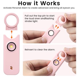 The Original Personal Safety Alarm for Womenn by Women– Loud Siren Birdie Sound, Strobe SOS LED Light, Be Safe with Personal Alarm– Self Defense Keychain for College Essentials (Pink)