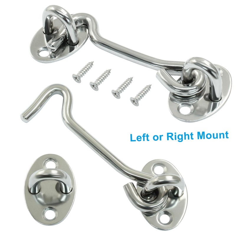 Unlorspy 2 Sets Hook and Eye Latch Stainless Steel Cabin