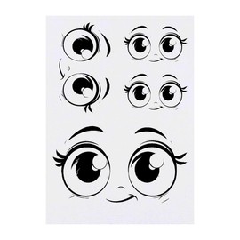 4 x 'Cute Big Eyes ' Temporary Tattoos - Water Resistant, Skin-Safe, Non-Toxic Transfers, Mixed Sizes (TO00076726)