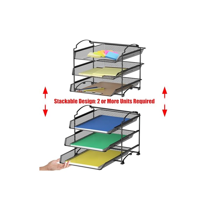 SimpleHouseware Organizador de documentos y cartas para escritorio, apilable de