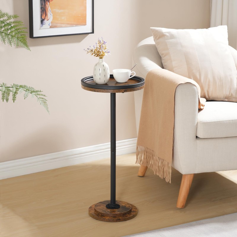 HOOBRO Small Round Side Table, Drink Table, Coffee Martini Table