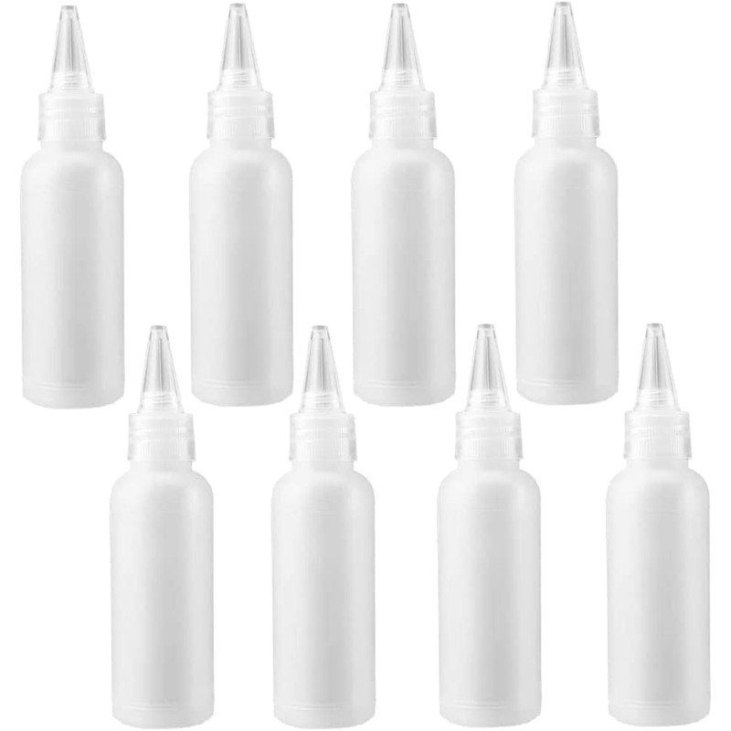 8 Pcs Small Squeeze Bottles 50ml Tip Applicator Bottle Plastic