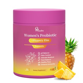 Her Juicy Women's Probiotic Gummies: Supports Women’s Wellness & pH Balance, Clean Vegan, Pineapple Flavor, Prebiotics & Lactobacillus Blend, with Slippery Elm, Gut Health & Immune Defense, 60 Gummies