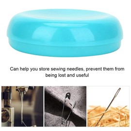 Magnetic Pin Cushion, Round Pin Cushion Sewing Needle Storage Case Paper Clip Holder for Home Office Desk Organizer(Blue)