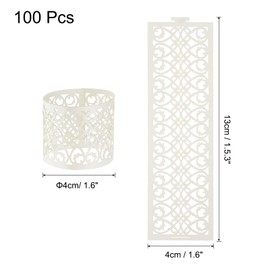 sourcing map 100Pcs Napkin Rings Laser Cut Foil Paper, Napkin Holder Hollow Napkin Bands for Weddings Party Serviette Table Decoration Restaurant (Beige, 5.3 x 1.6")