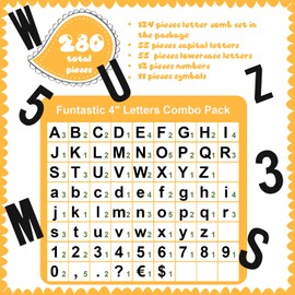 134 Pcs 5 Inch Bulletin Board Letters Colorful Alphabet Letters Numbers and Punctuation Cutouts Letters for Bulletin Board Wall Set for Display Board Chalkboard Classroom (Black)