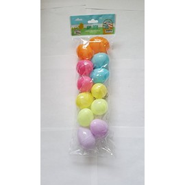 Set of 12 Pastel Yellow, Green, Pink, Blue, White Plastic Eggs 2.25 Inches