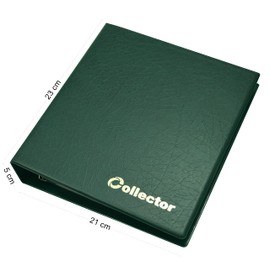 Collector Coin Collector's Album with Case for 300 Different Coin Sizes, from Large to Small Coins - with Pages and Red Dividers + Index - Green Coin Album