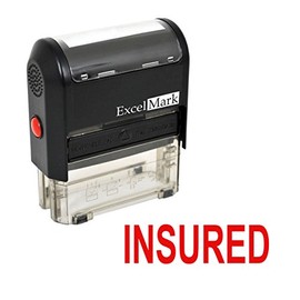 INSURED Self Inking Rubber Stamp - Red Ink