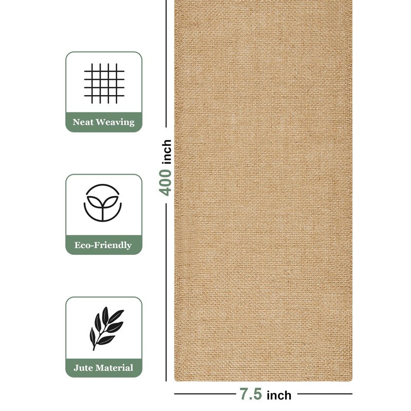HEETA Jute Table Runner Roll 20 cm x 10 m,