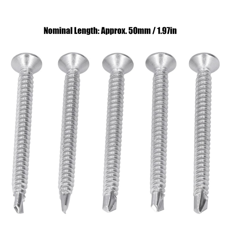 200Pcs Self Drilling Screw Cross Countersunk Head 410 Stainless Steel