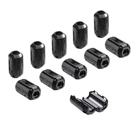 Aiqeer Pack of 10 Ferrite Ring Cores, Ferrite Toroidal Cable Clip, RFI EMI Suppression Filter, Ferrite Filter, Folding Ferrite Core, Anti-Interference High Frequency Filter (3.5 mm Inner Diameter)