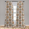 Ambesonne Fall Curtains, Bitonal Plaided Background with Pinecones and Maple