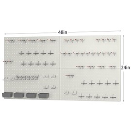 Pegboard Smith 48x24 Inch Gray Metal Pegboard Kit for Wall Organization with Hooks, Garage Storage Bins, and Utility Tool Board – Efficient Panel Tool Organizer.