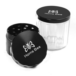 Horns Bee - Molinillo de especias de metal multiusos con tarro de almacenamiento, contenedores herméticos todo en uno, molino de piedra afilada de 2.2 pulgadas, con accesorios y bolsa de transporte