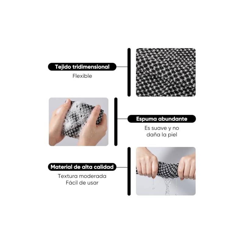 NEARPOW 3 Piezas Toalla Japonesa Exfoliante Zacate para Cuerpo Esponja