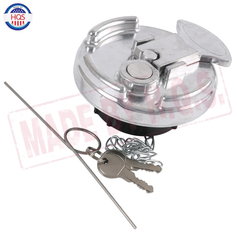 HQS 2x Chrome Lever Style Locking Fuel Cap 4" For