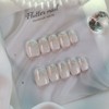 White glitter gradient handmade nail tip - Short Square /