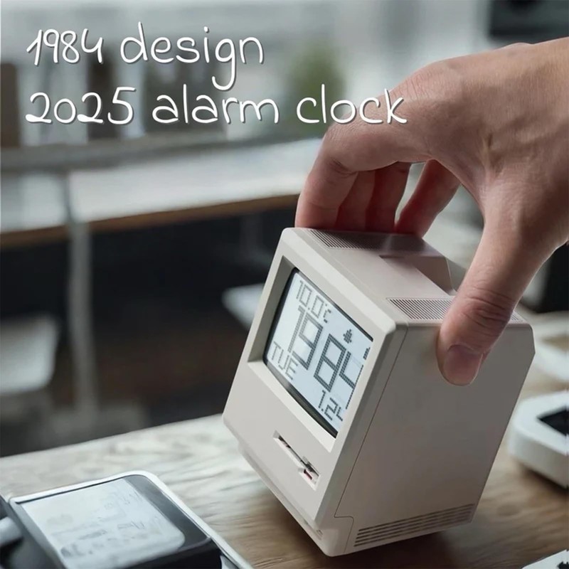 Bellatte Maclock Retro Pixel Alarm Clock, 1984 Computer Style Desk