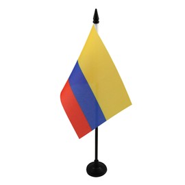 Colombia Table Flag 4'' x 6'' - Colombian Desk Flag 15 x 10 cm - Black plastic stick and base - Drapeau Colombie AZ FLAG
