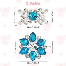 WADORN Set of 4 Shoe Clips with Crystal Rhinestones, 2 Styles Flowers Rhinestone Shoe Decoration Charms Snowflakes Shoe Decoration Clip, Rhinestone