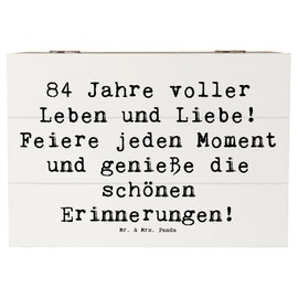 Mr. & Mrs. Panda 22 x 15 cm Holzkiste Spruch 84. Geburtstag Leben und Liebe - Geschenk, vergangene Jahre, 84 Jahre, Truhe, Geschenkbox, Alter, Happy