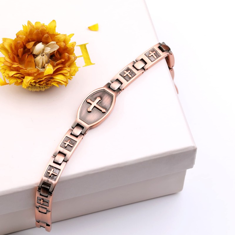 Feraco Copper Bracelet for Women 99.99% Solid Copper Magnetic Bracelets,
