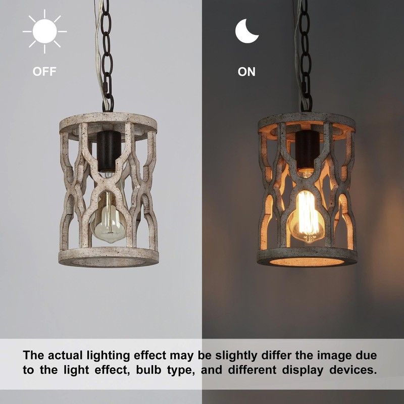 GEPOW Farmhouse Pendant Lights, Distressed Wood Kitchen Pendant Lighting Over