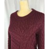 Chelsea Violet Women Sweater Pullover Medium Wool Cable Asymmetric Burgundy