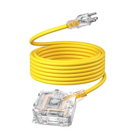 DEWENWILS 25FT Outdoor Heavy Duty Extension Cord, 14 AWG SJTW Power Cord with Dust-Proof & Waterproof Switch, 6 Outlets Transparent Plug Tail for Multiple Devices, 15A/125V/1875W, ETL Listed