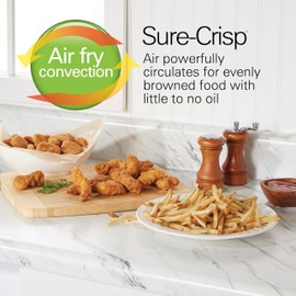 Hamilton Beach Air Fryer Toaster Oven Combo with Large Capacity, Fits 6 Slices or 12” Pizza, 4 Cooking Functions for Convection, Bake, Broil, Roll-Top Door, Easy Reach Sure-Crisp, Stainless Steel