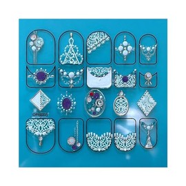 Generic Geometric Figure Line Heart Galaxy Moon Stars Gold Stripes Crystal Nail Sticker Dp6005 Nail Wraps Stickers Manicure Supplies for Women Nails Full Long Lasting Easy Apply and Remove