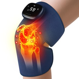 Infrared Knee Massager, Knee Brace with 5 Levels of Heating and 8 Vibration Modes,Suitable for Shoulder Elbow Knees Massager, Single - Blue