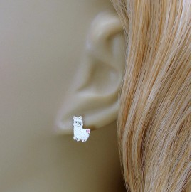 Unbranded Llama Post Earrings - 925 Sterling Silver - Alpaca Farm Animal Studs