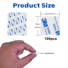 teqinok 100PCS Double Sided Foam Tape, White Heavy Duty Mounting Tape Super-Sticky Foam Tape Thickness 2mm Extra Sticky Adhesive Tape, Waterproof for Walls Picture, Car, Home, Office