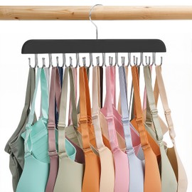 Kalimdor Bra Hangers for Closet Organizer 1 Pack, Tank Top Hanger 20 Hooks Capacity Foldable Wood Space Saving Hanger Closet Organizers and Storage for Dorm & Apartment for Tank Top, Bra, Scarf (1)