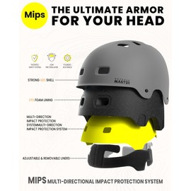 OutdoorMaster MIPS Skateboard Cycling Helmet for Adults - Lightweight, Ventilated Multi-Sport Helmet with Two Removable Liners for Scooter, Roller Skating, Inline Skating