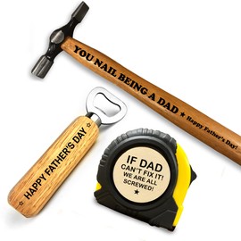 Red Ocean Novelty Fathers Day Engraved Hammer Tools Set Bundle for Him Men Dad Daughter Dad from Daughter Son