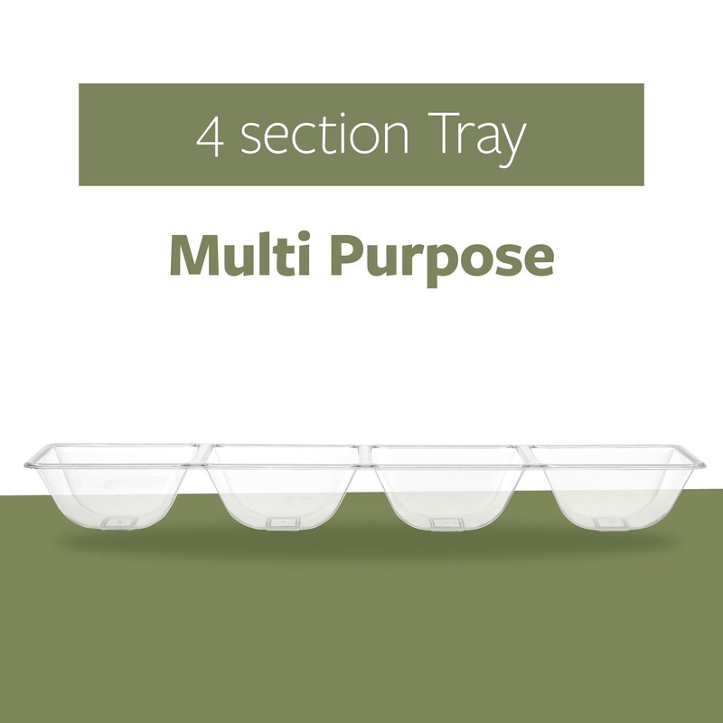 Plasticpro 4 Sectional Rectangle Plastic Disposable Serving Tray/Platter 5 X
