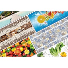 XL Wall Panels Approx. 280 x 65 cm - Sturdy and Easy-Care PVC Panels for Wall Cladding e.g. as Kitchen Back Wall - 1 Panel, 3 Pieces (Overall Picture Mosaic Set)