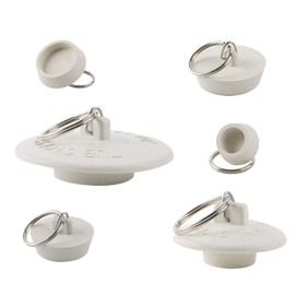 Hibbent - Tapón de drenaje de goma para fregadero de cocina, tapón de drenaje con anillo de tracción para cocina, tina, baño y lavadero en 6 tamaños diferentes, color blanco