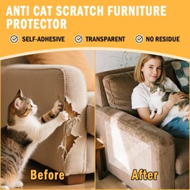20 PCS Anti-Cat Scratch Furniture Protector with Pins, Designed for Leather Furniture, Anti Scratch Cat Couch Protector from Cats Claws with Scissors and Scraper, Cats Scratch Deterrent for Furnitures