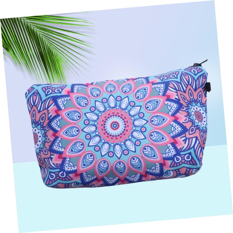 Mikinona Portable Makeup Bag with Mandala Flower Design Multi-Functional Travel