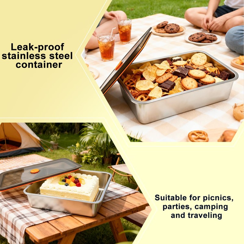 2Pcs Pizza Dough Proofing Box,Stainless Steel Pizza Storage Container with