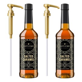 NEW Café Le Rou Salted Caramel Coffee Syrup 25.4 oz (Salted Caramel, 2-pack)*Includes 2 Syrup Dispensers*Flavoring Syrup for Tea and