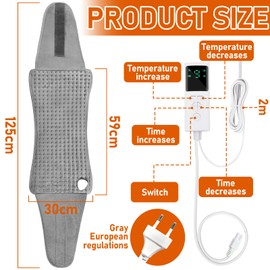 ITMNMNL Electric Heating Pad 125 x 30 cm with 9 Temperature Levels, Electric Heating Pad, Heating Blanket Back, Heat Cushion Back