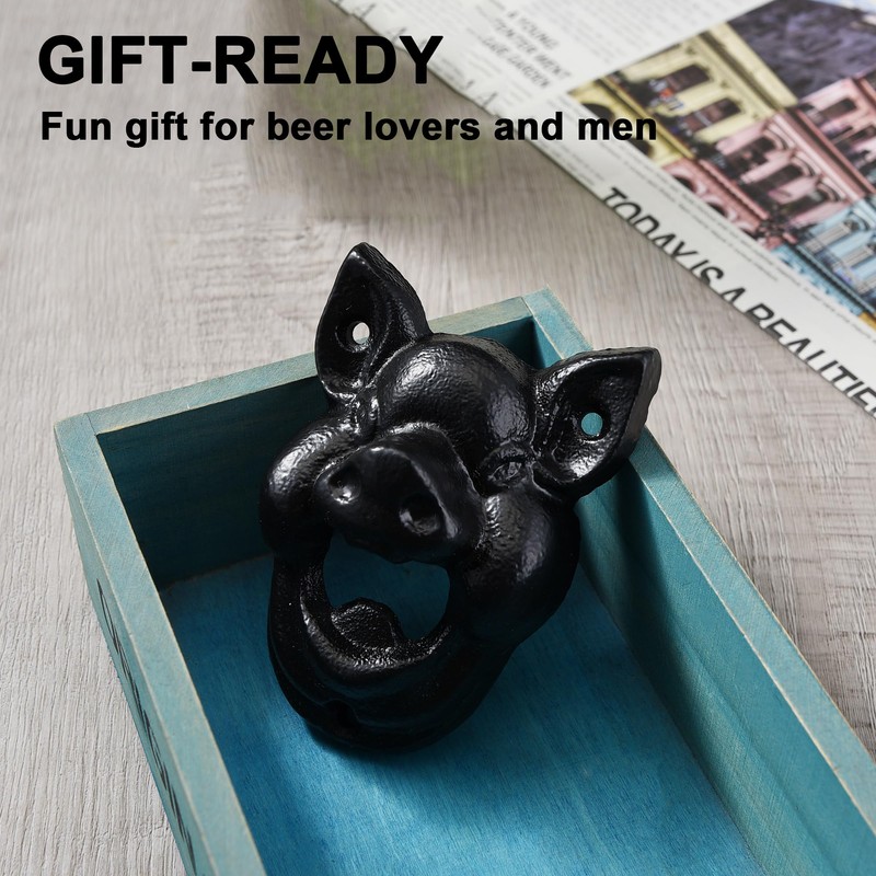 MGTECH Pig Bottle Opener Wall Mounted, Cast Iron Beer Opener