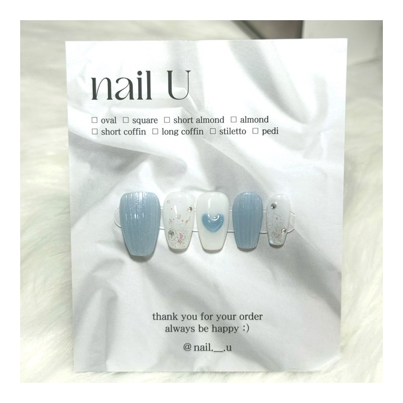Glitter Churros Handmade Nail Tips - Mini Coffin / 반짝